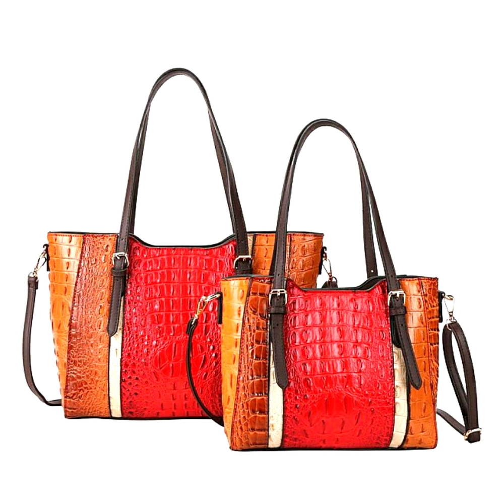 2 PIECES CHIC ALLIGATOR SATCHEL SET